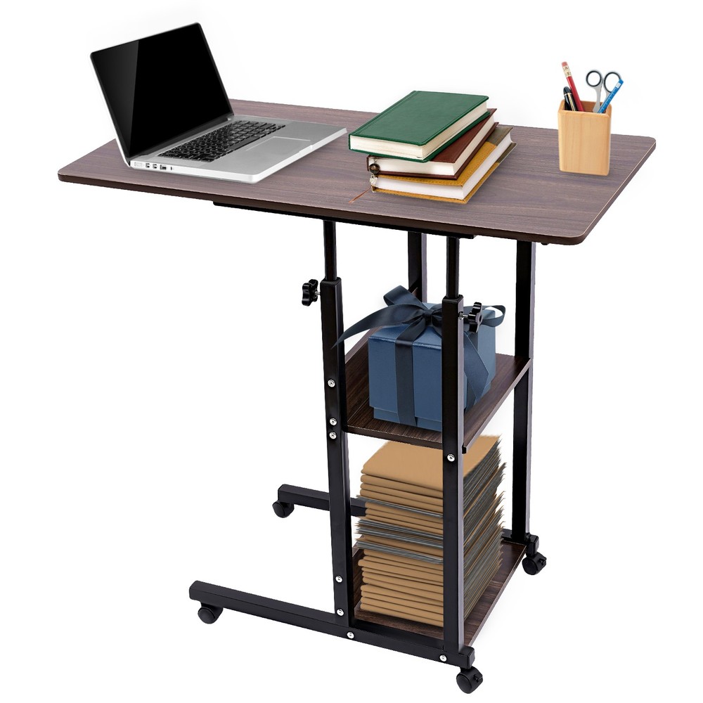 C-Shaped Side Table Adjustable, Height Adjustable C Table with Wheels