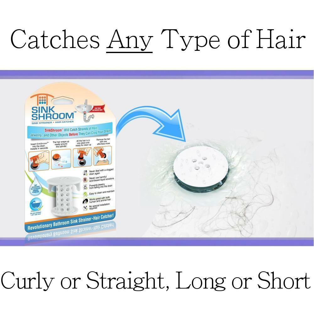 SinkShroom® (White) Hair Strainer Catcher Prevents Clogged Drains by TubShroom