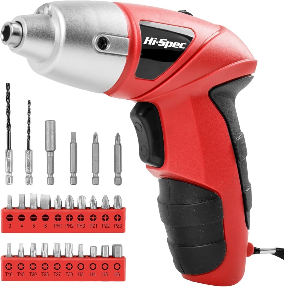 Efficient 3.6V Mini Electric Screwdriver & Drill Set for Home Projects - Red