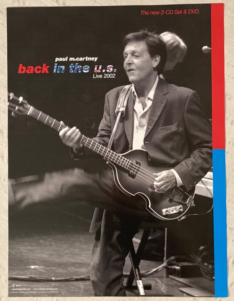 Paul McCartney 2002 Promo Poster Back In The U.S. Live Photo With Bass Guitar