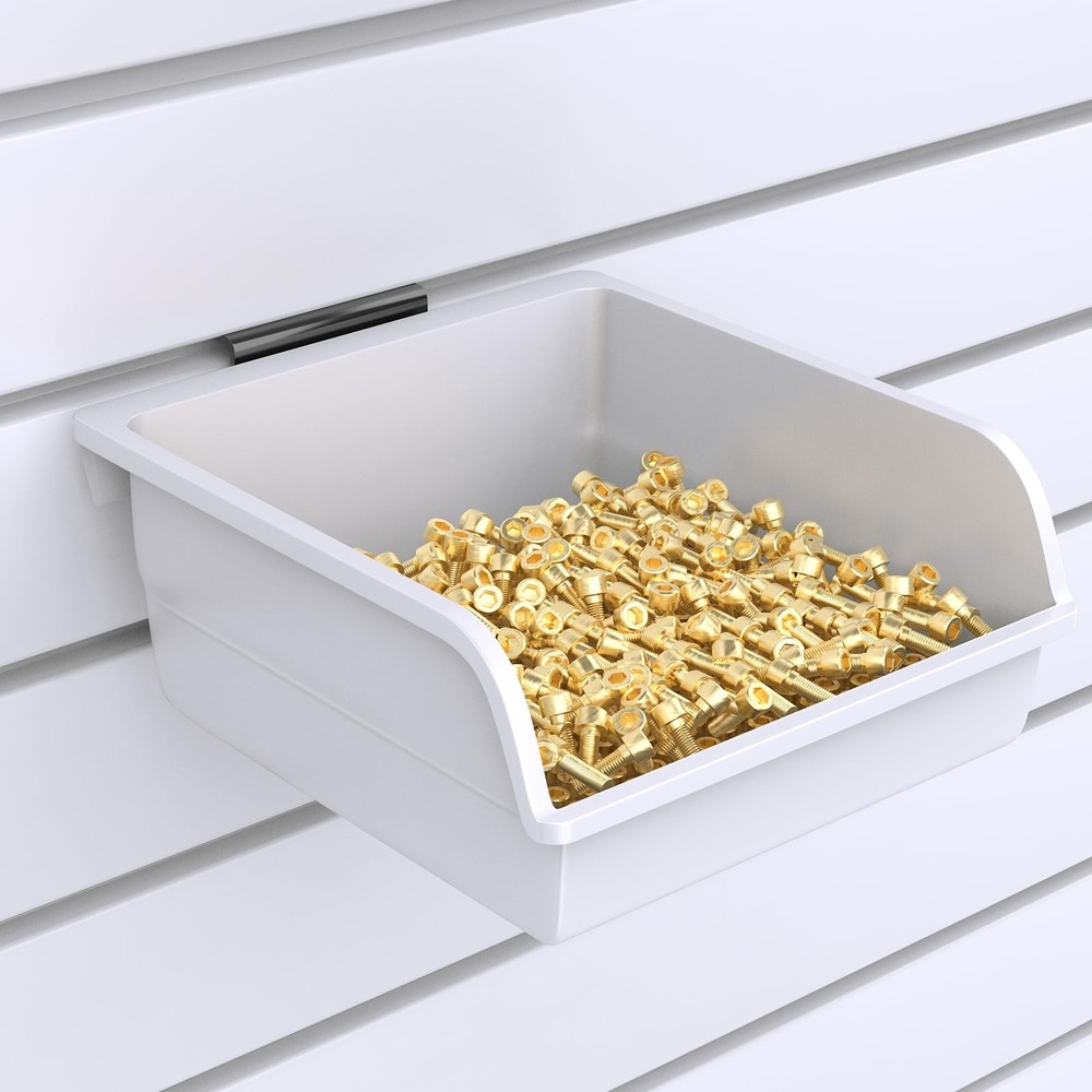 BeapTcely Slatwall Bins with Hooks Plastic Organizer White