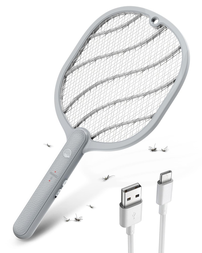 Mosiller Electric Fly Swatter, 3800V Handheld Bug Zapper Basic 1 Pack, Gray