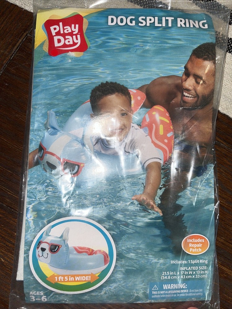 Play Day Inflatable Split Ring Dog Float 21.5" x 17" x 13" BB2