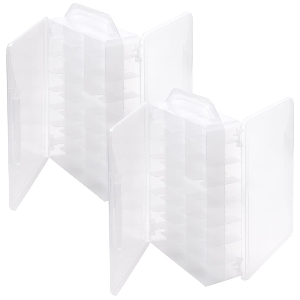 2 PCS 46 Grids Sewing Organizer, Double Sided Thread Box Storage,Small Clear ...