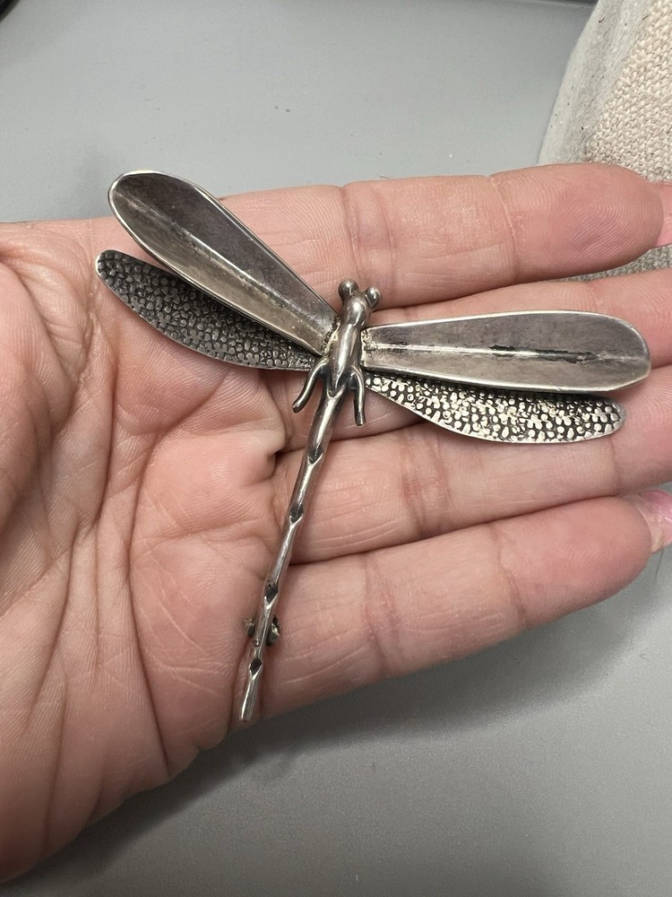 925 Sterling Silver Vintage Mexico Dragonfly Pin Brooch
