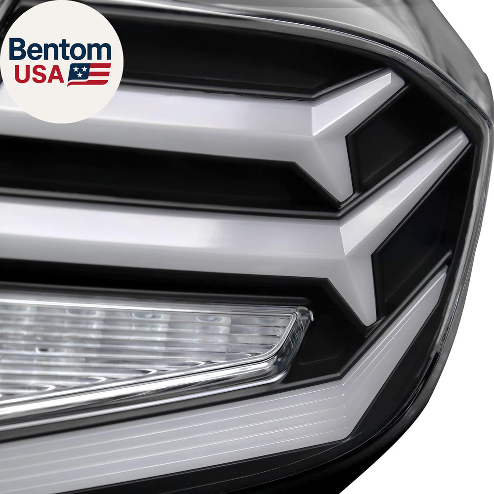 Black LED Sequential Tail Lights W/White Light Bars and Startup Animation Compat