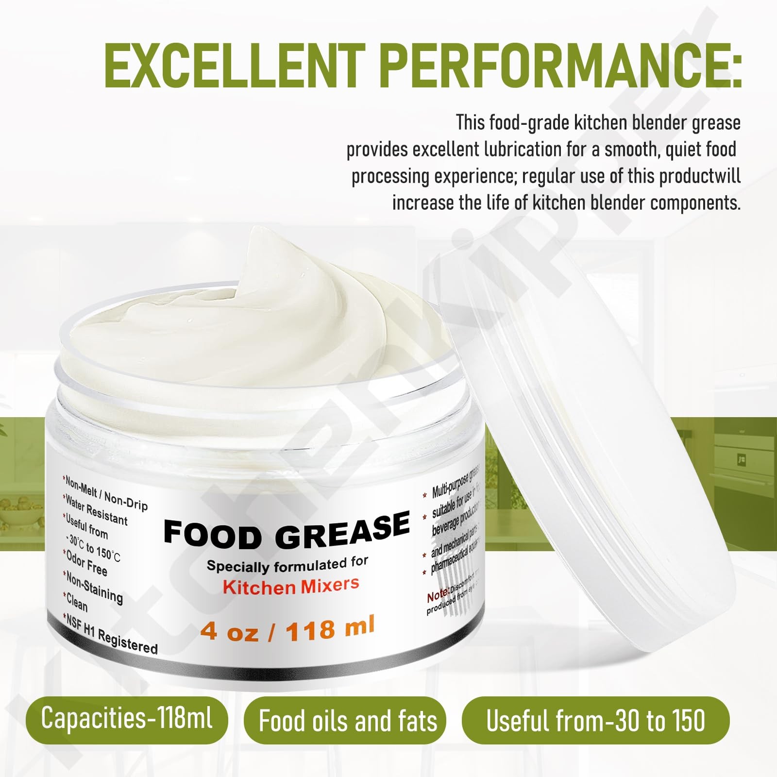 4 Oz Food Grade Grease for Kitchenaid Stand Mixer, Universally Compatible...
