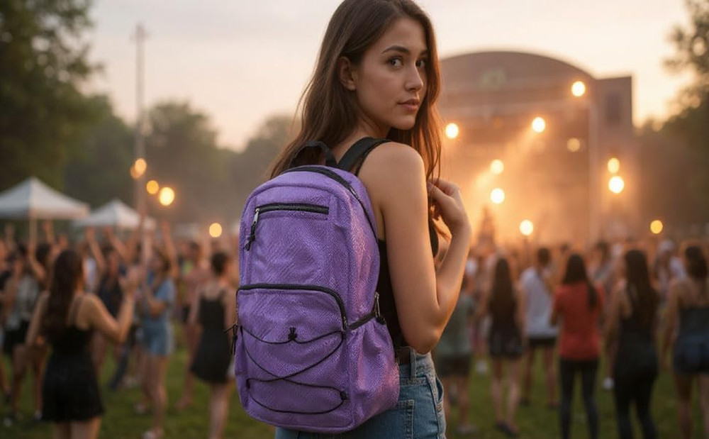 Deluxe See Through Mesh Backpack with Bungee Cord & Adjustable Padded Straps ...