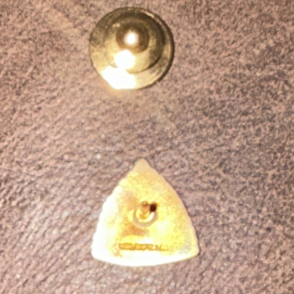 Masonic Gold Tone Blue Square & Compass Triangular Lapel Pin