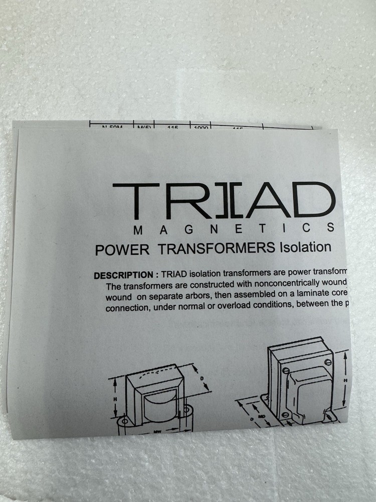 Triad Magnetics N68X Isolation Transformer