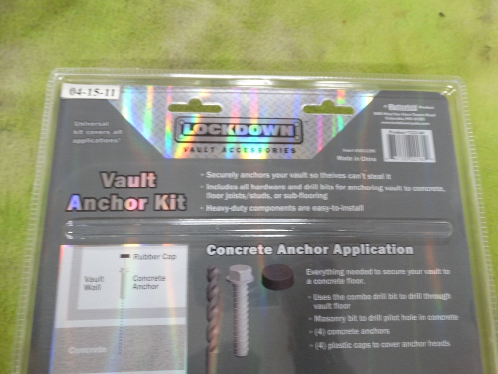Lockdown Vault Accessories Vault Anchor Kit New