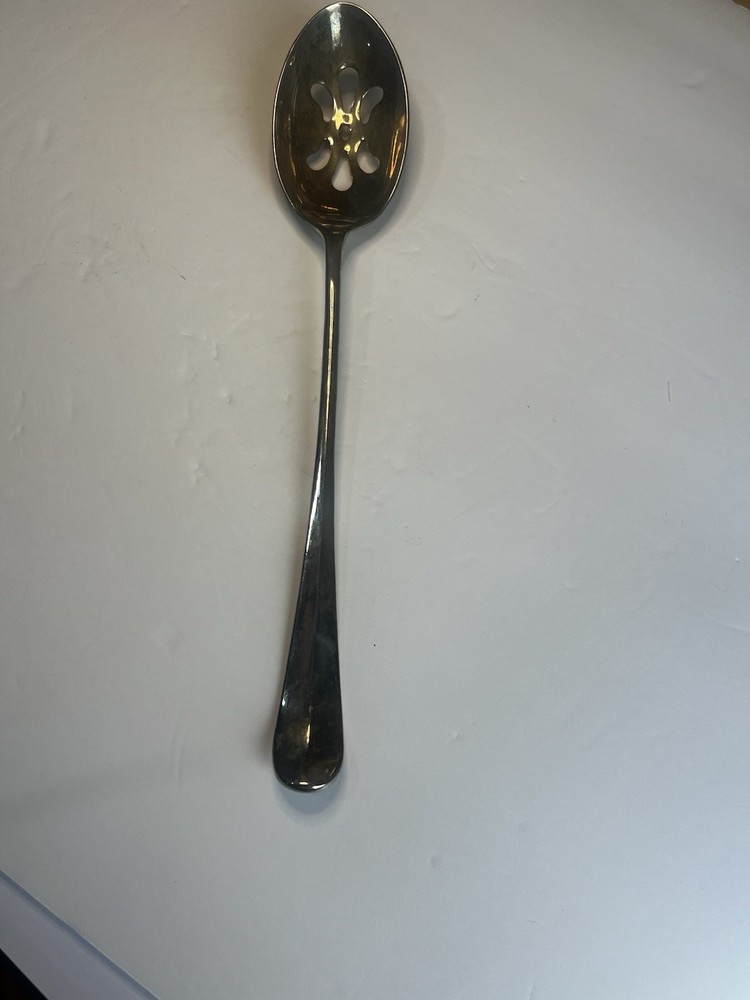 Turkey Stuffing Long Pierced Serving Spoon, silverplated 12-5/8” vtg