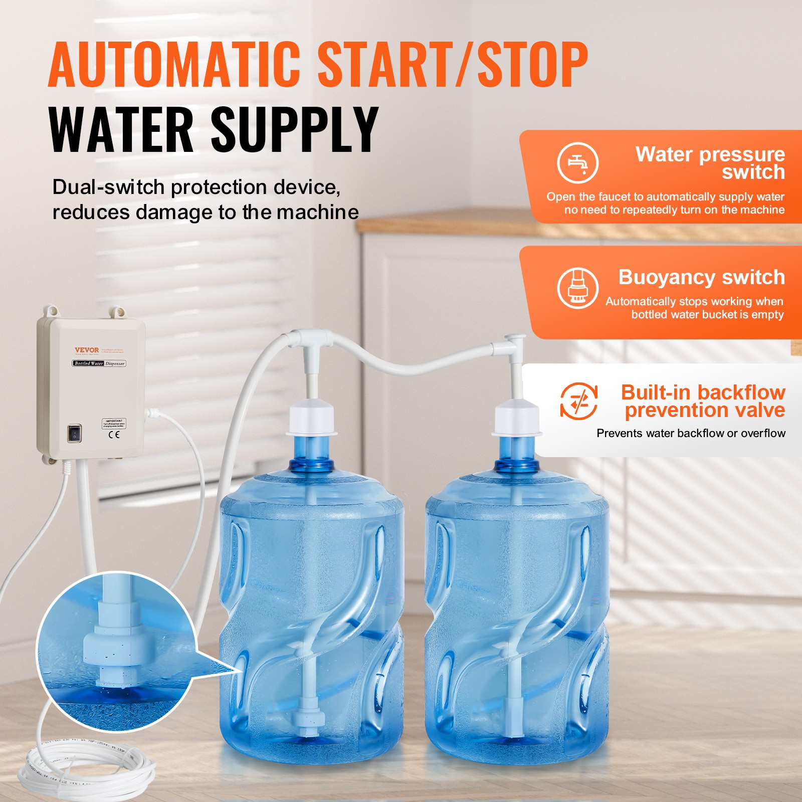 VEVOR 2x5 Gallon Bottled Water Dispenser Pump System Water Dispensing Jug Pump