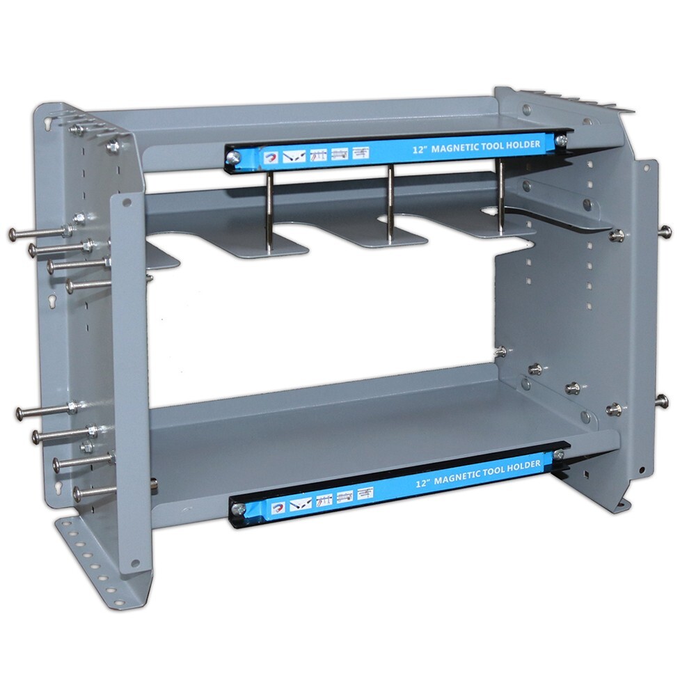 Multi-function Fixed Wall Type Three-layer Tool Rack w/12" Magnetic Strip 005821