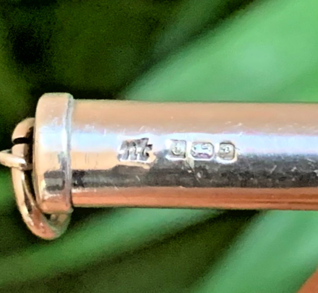 Solid Silver Mechanical Retractable Toothpick Hallmarked Birmingham England 1989