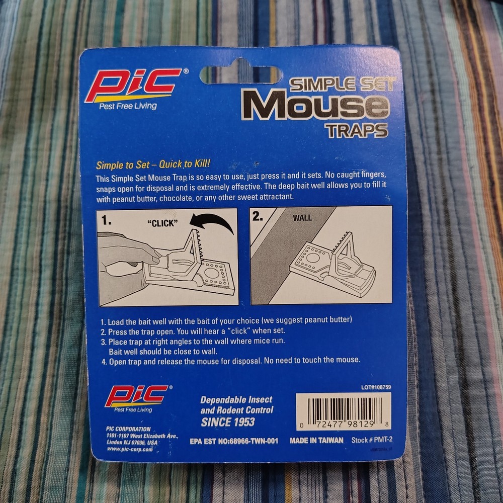 PIC Corporation PMT-2 Plastic Mouse Trap Reusable Simple Set