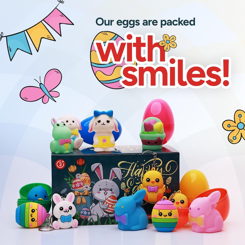 Easter Eggs for Easter Basket Stuffers - 12 Prefilled Easter Eggs with Toys -...