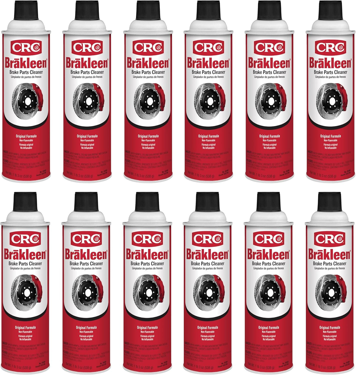 CRC Brakleen 1003706 Brake Cleaner Spray Non-Flammable, 19 oz, 12 Pack