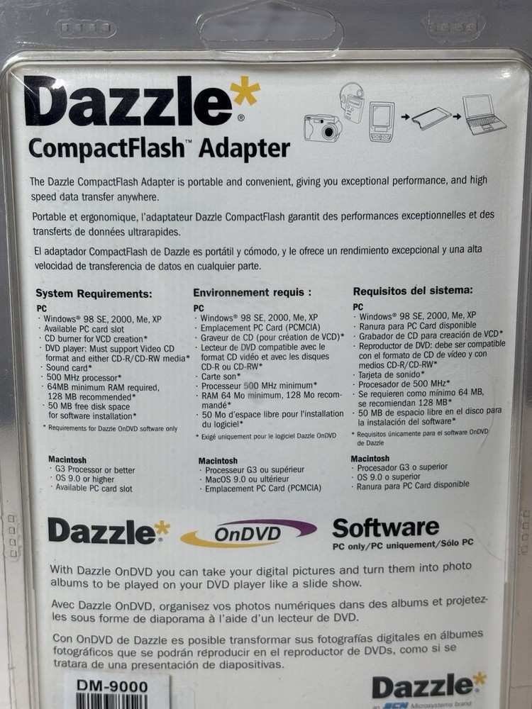 Dazzle CompactFlash Reader/Writer Digital Media Reader Software DM-8000 NEW