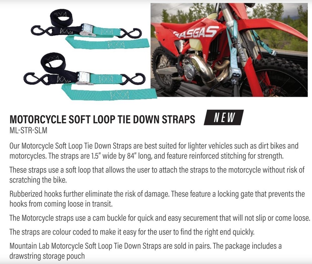 Mountain Lab Soft Tie Motorcycle Straps, ATV UTV Snowmobile Soft Strap Tie Downs