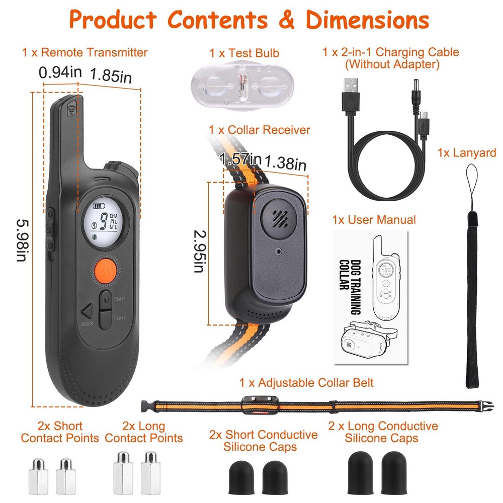 Dog Training Collar with 3 Training Modes, 984Ft Remote Electronic Dog Shock US