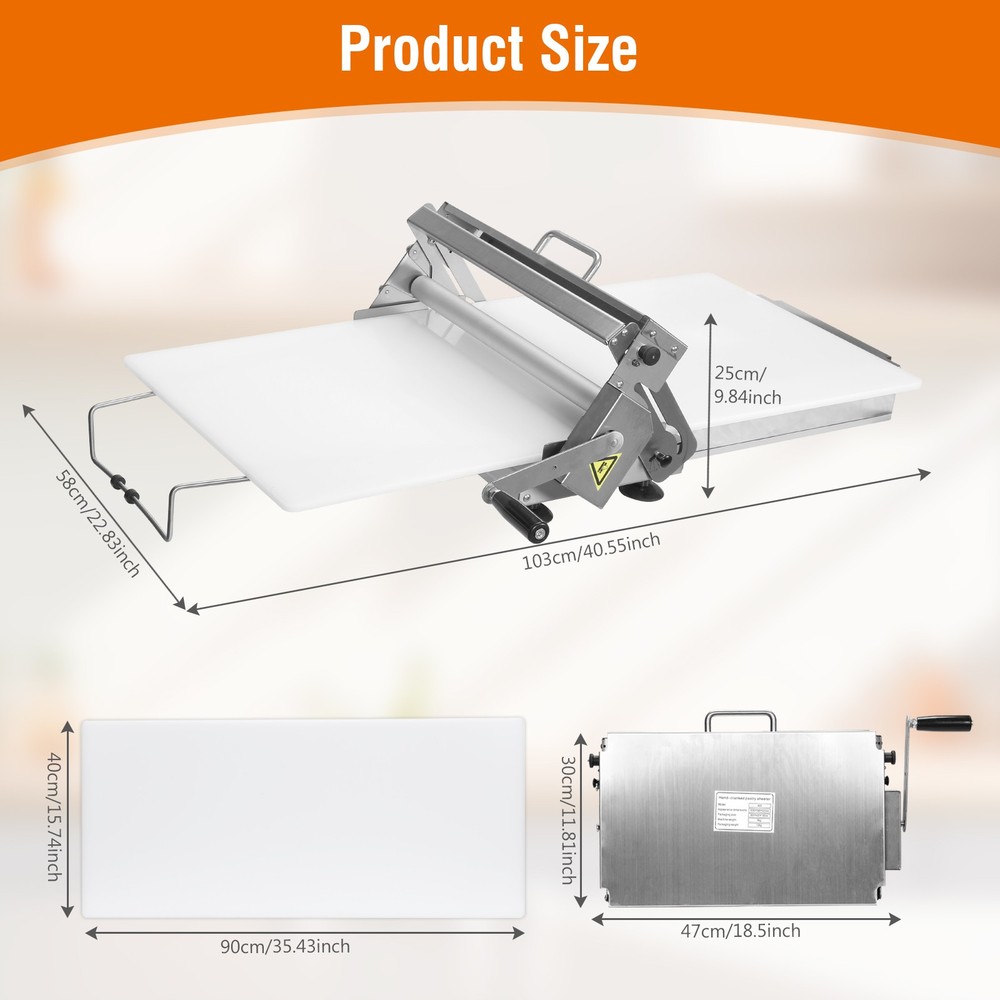 Folding Dough Sheeter with 2 Rolling Boards Manual Dough Roller Machine with 55