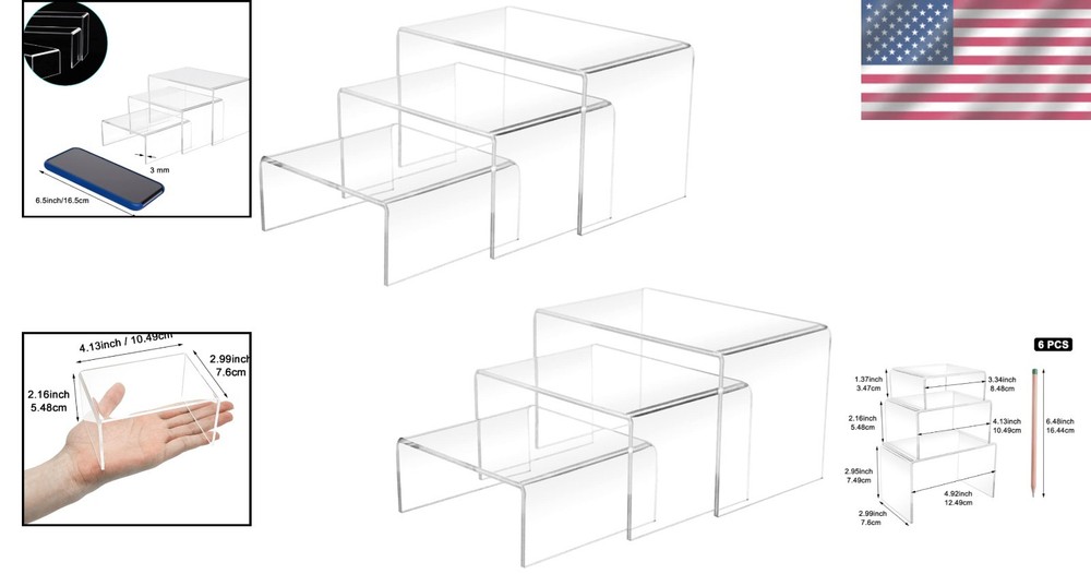 Versatile 2 Sets Clear Acrylic Risers (3, 4, 5 Inches) - Perfect for Showcasing