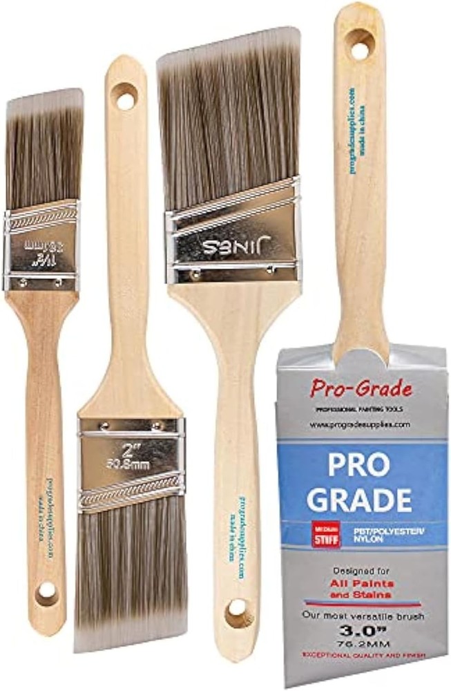 Pro Grade - Paint Brushes - 4 Pack Variety Angle Paint Brushes