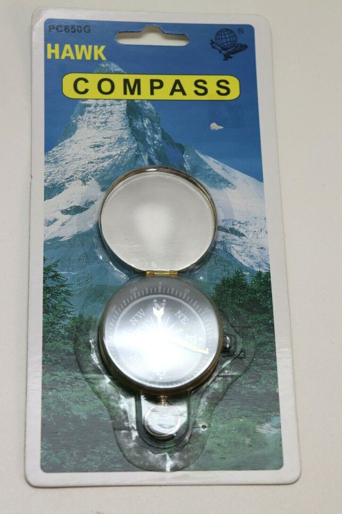 Brass folding Compass with lanyard loop each E9582