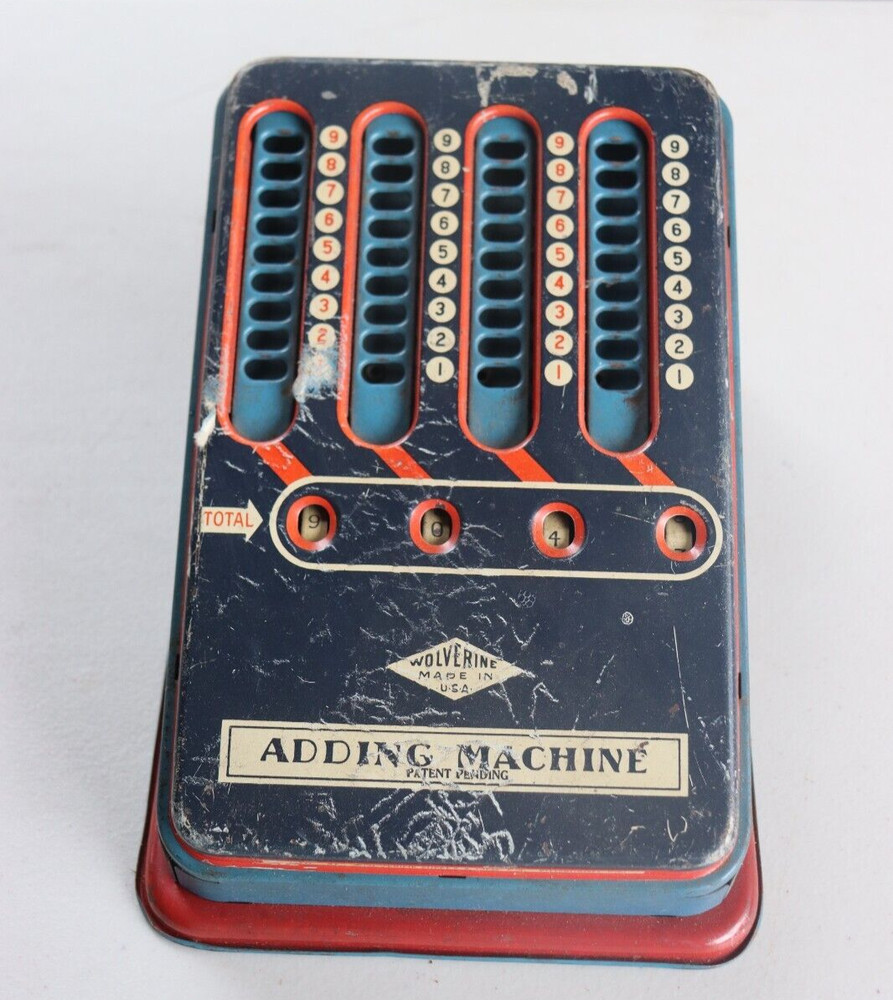 Vintage Metal Tin Toy Wolverine Adding Machine