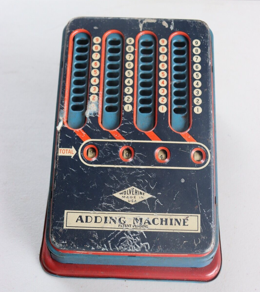 Vintage Metal Tin Toy Wolverine Adding Machine