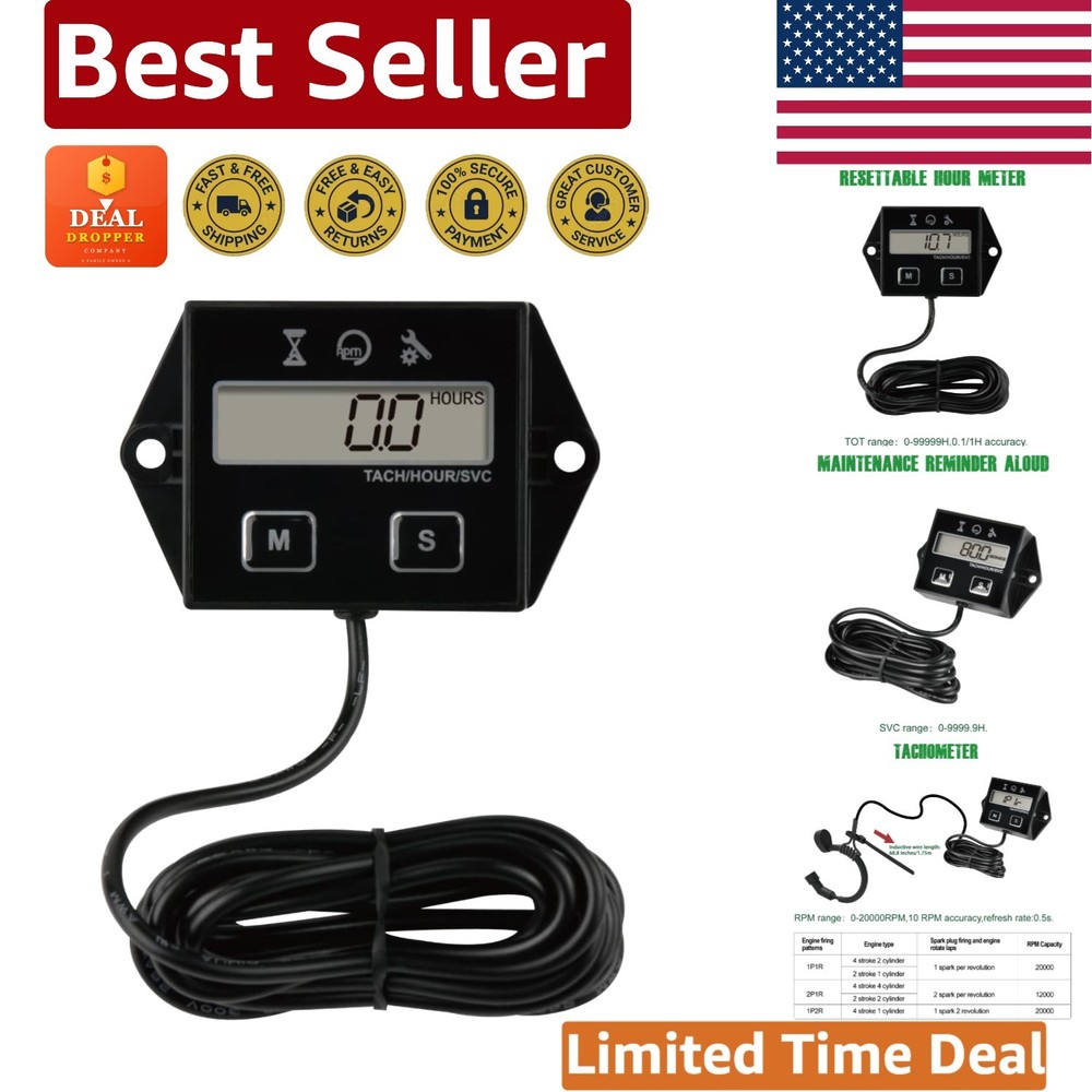 Compact Digital Tachometer with Countdown Timer - Perfect for Outdoor Equipment