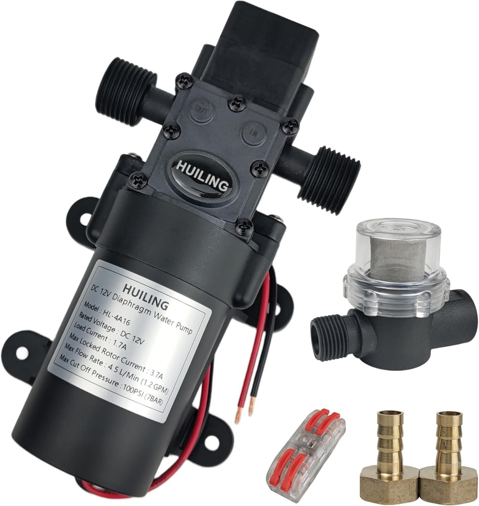 DC 12V Diaphragm Pump, Self-Priming Pump with Filter Quick Connection Terminal,