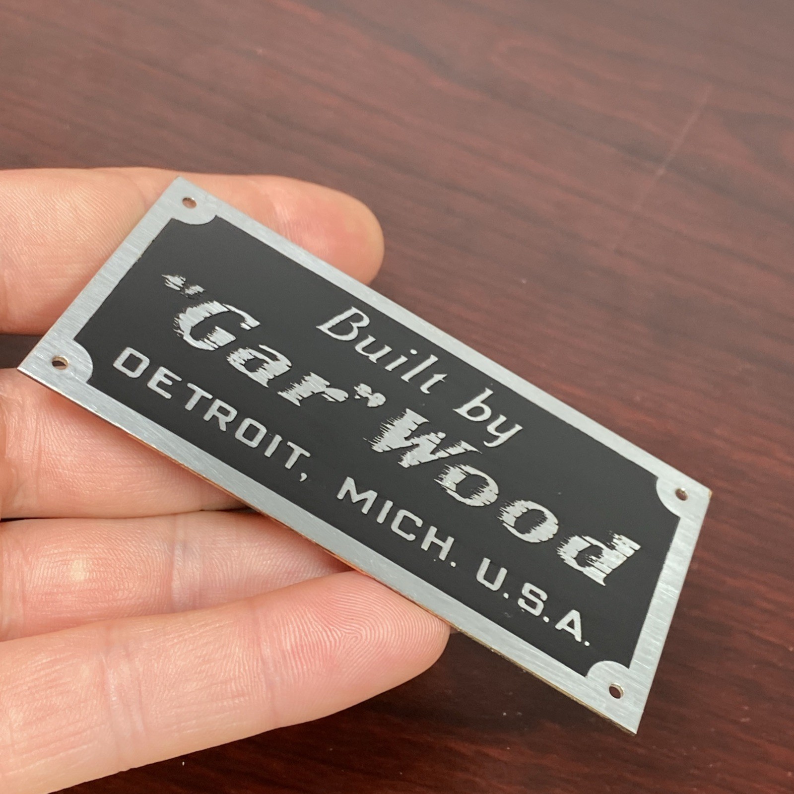 Gar Wood Detroit Mich USA Custom Motor Boats Nameplate Sign