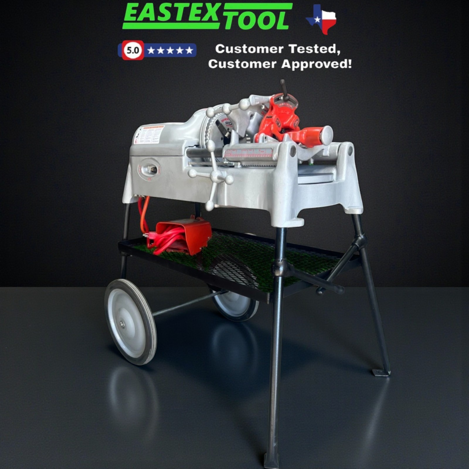 RIDGID 535 V1 PIPE THREADING  MACHINE WITH STAND, REFURBISHED BY EASTEX TOOL