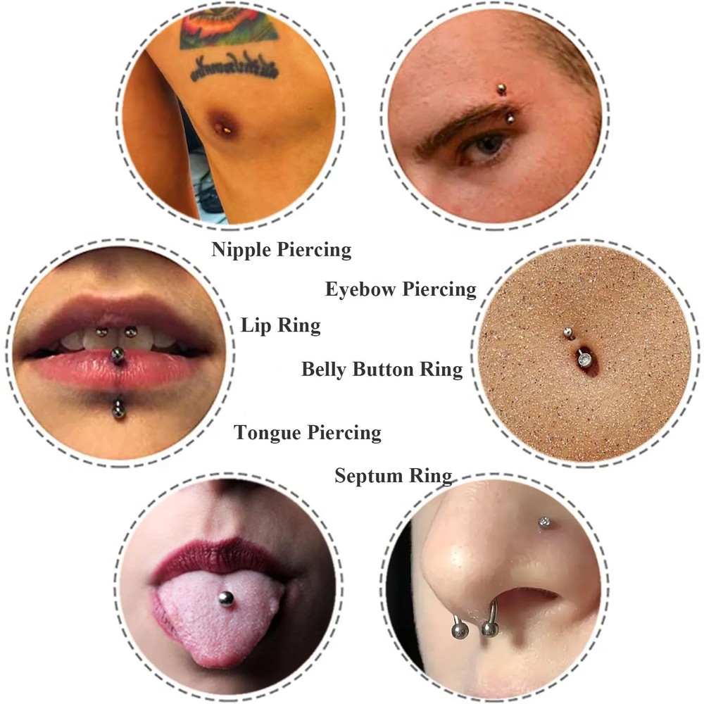 6PCS Belly Button Piercing Kit,Professional Body Piercing Gun,Belly Button Ring,