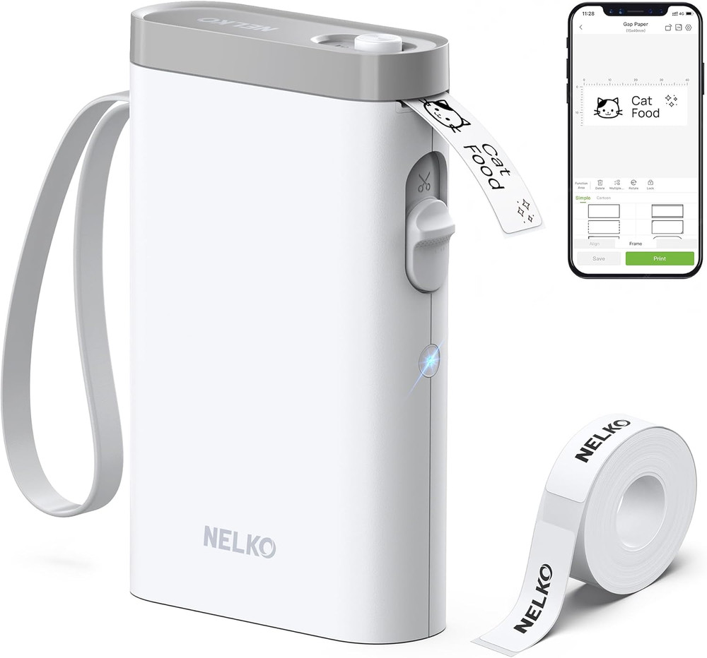 Nelko Label Maker Machine with Tape, P21 Bluetooth Label Printer, Wireless Mini