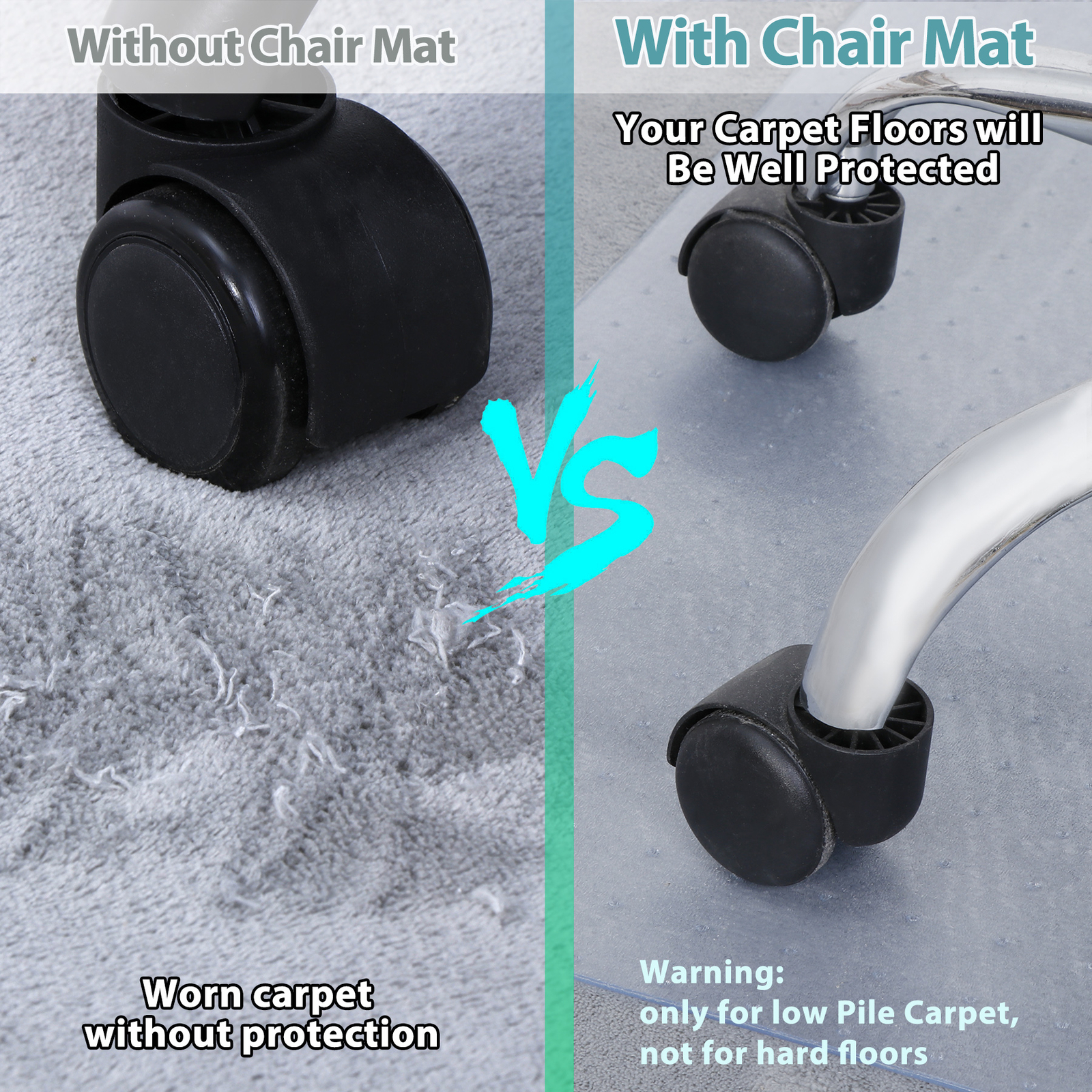 Chair Mat Computer Desk Office Chair Mat for Hard/Carpet Floor 36 x 48"/46 x 60"