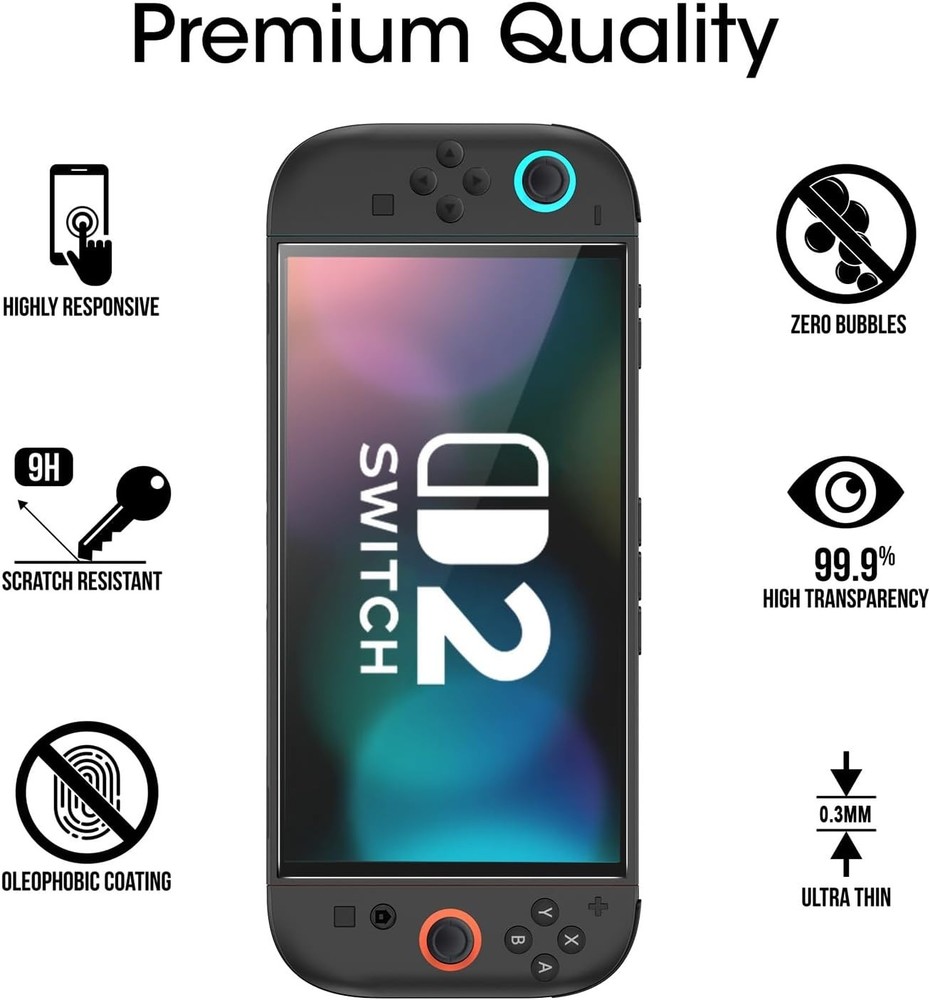 Tempered Glass Screen Protector Compatible with Nintendo Switch 2 7.9"