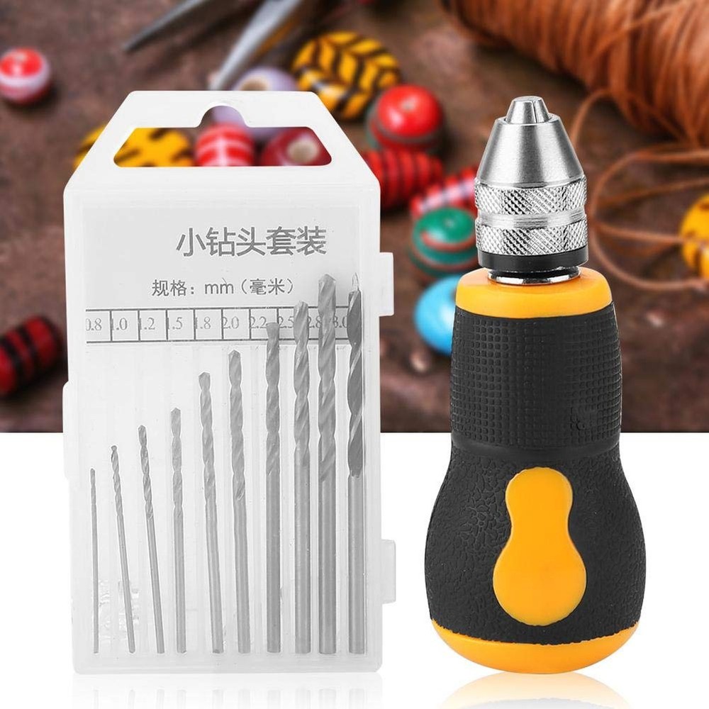 Mini Hand Drill - 10pcs Small Drill Bits Set, 0.8-3.0mm