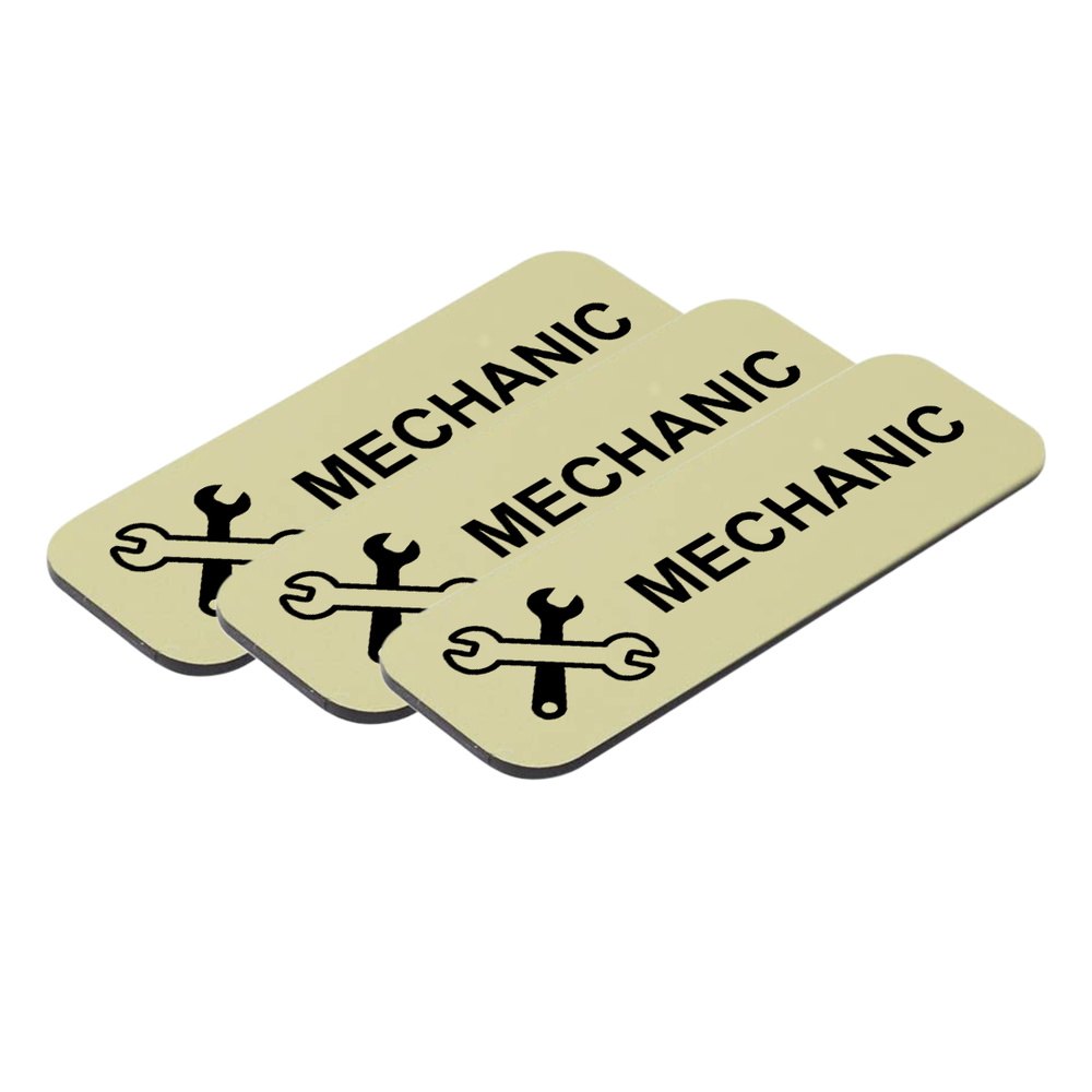 Mechanic 1 x 3" Name Tag/Badge, (3 Pack)