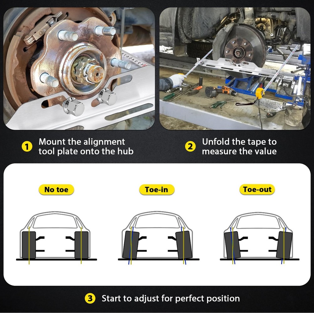 Wheel Alignment Tool, Heavy Duty Toe Alignment Tool Plates, 2PCS Stainless St...