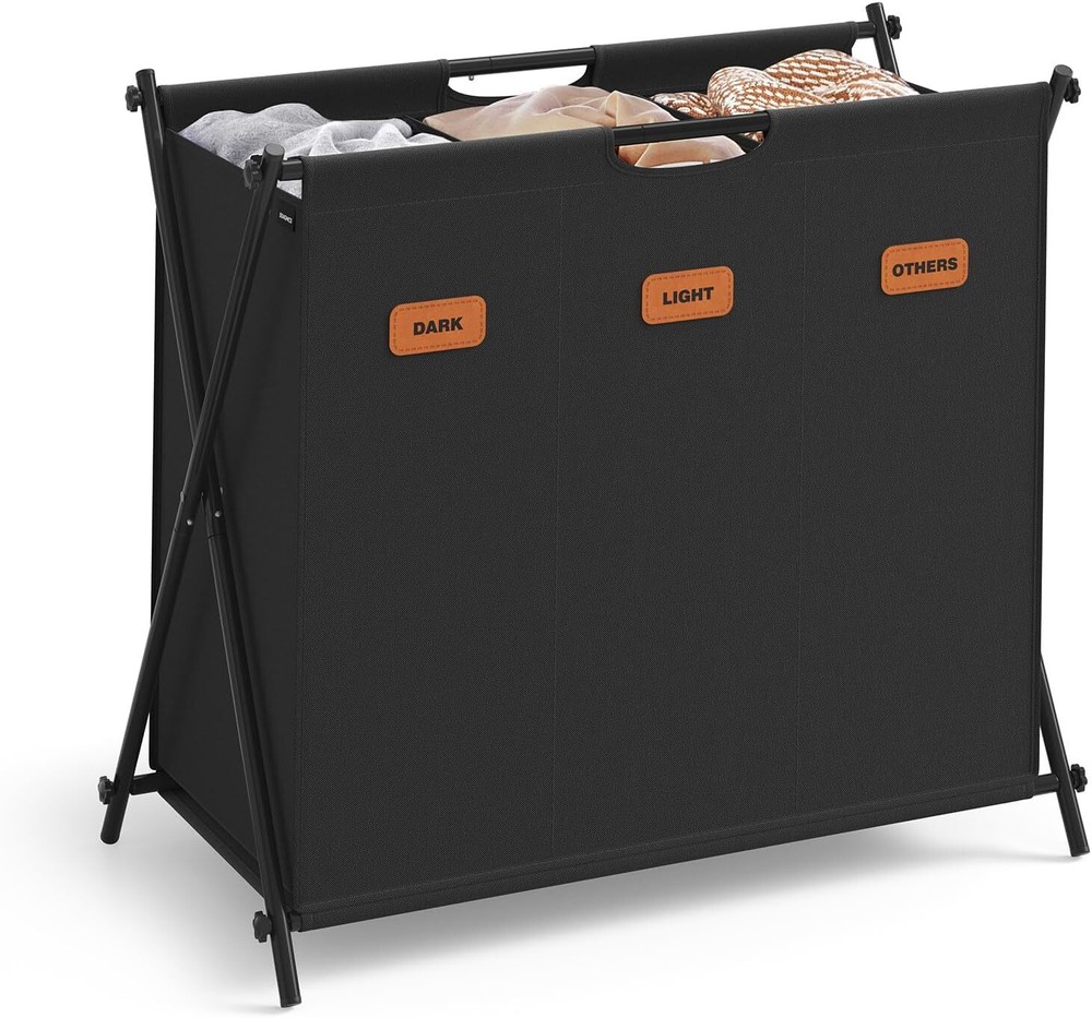 Foldable X-Frame Clothing Organizer with Customizable Labels