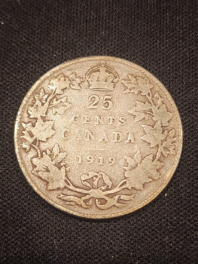 1919 Canada 25 Cents Silver Coin