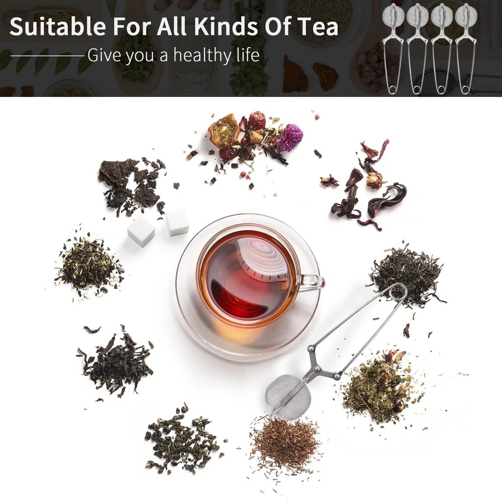 Tea Strainers for Loose Tea, 4 Pack Tea Infuser with Handle Fine Mesh Tea Bal...
