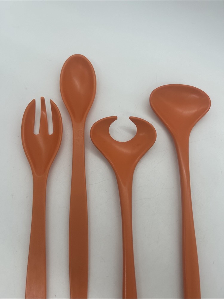 Retro Rosti Salad Server Orange Set Denmark Mepal Melamine + Extra Set