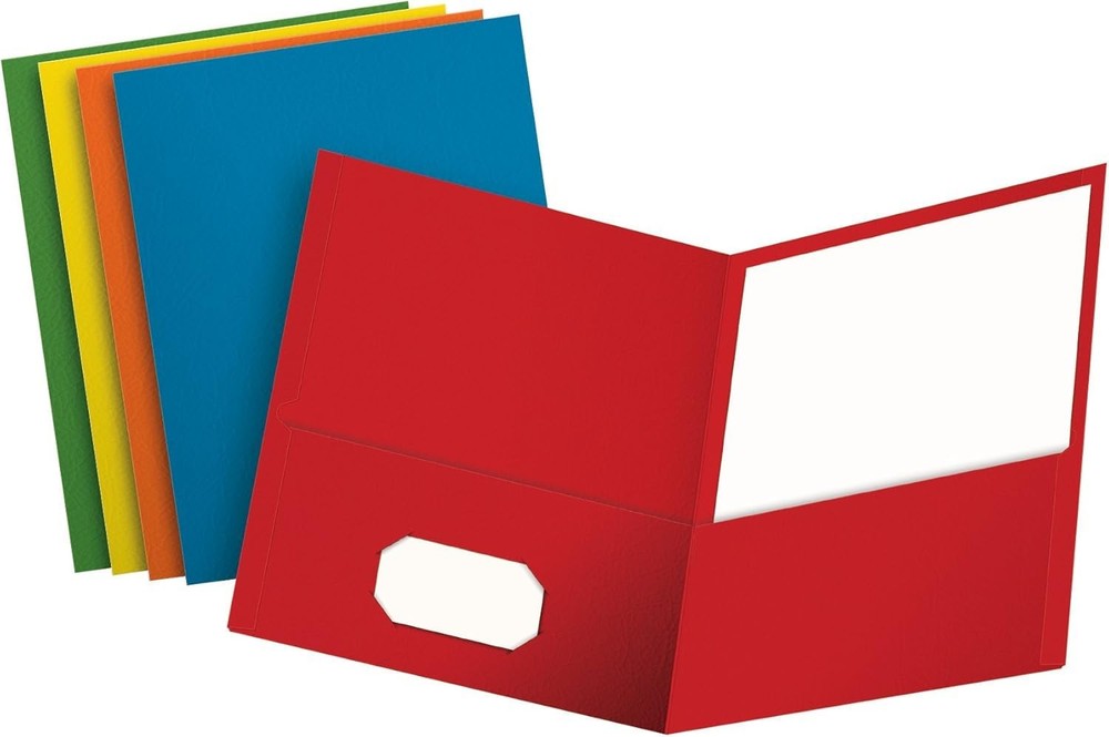 25 Pack Letter Size Two Pocket Folders Assorted Colors