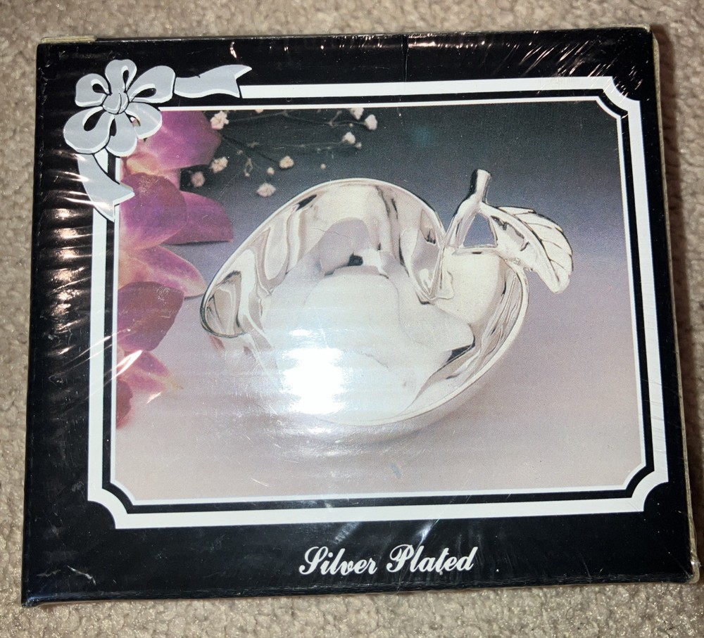 Vtg Silver Plated Apple Shaped Tray/Dish Sealed Fingerhut Gift