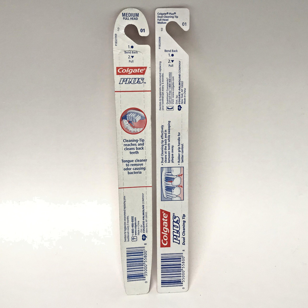 2X Colgate PLUS DUAL CLEANING TIP Toothbrush, Full Medium #01 | NIP