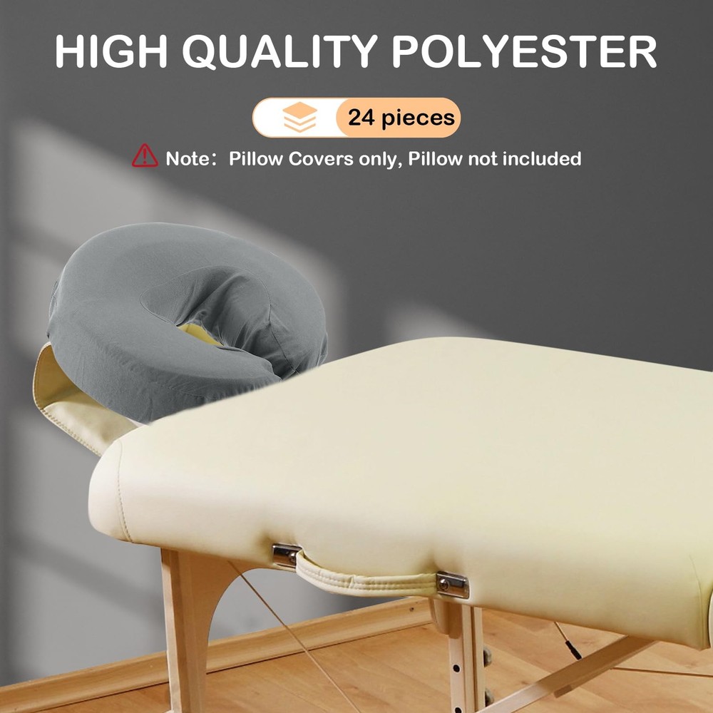 24 Pcs Face Cradle Covers for Massage Table Microfiber Reusable Soft Thicker Mas